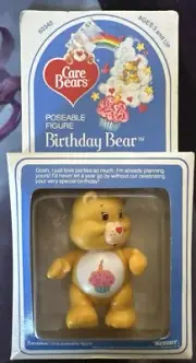 Vintage Care Bears Poseable Birthday Bear Figure Unpunched Card. Kenner NOC NIB