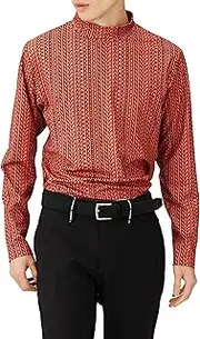 Jack Bunny(ジャックバニー) 262-3266913 Men's Long Sleeve High Neck Shirt (Allover Pattern, Cotton Sheeting Material) / Golf Inner Shirt