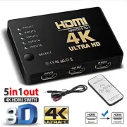 4K HDMI Switch Splitter 5 Port Selector Switcher Hub IR Remote HDTV 5 In 1 Out