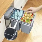 Dual Pull Out Trash Can Under Cabinet Laundry Kitchen Trash Bin Container