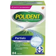 Polident Partials Daily Denture Cleanser Triple Mint Fresh 84 Tablets