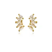 Culturesse Aliz Sterling Silver 8mm Zircon Arch Stud Earrings 18 K Gold Plating