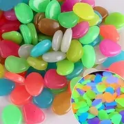 KARLOR Pack of 200 Multi-Color Luminous Stones Large Pebbles 1.5-2 cm Glow in Dark Resin Stones for Aquarium Garden Decoration