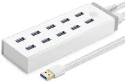 Beyori Porous USB 3.0 Hub,USB Splitter,10 Port USB HUB Splitter 12V / 4A Powered for Laptop, USB Flash Drives, Mobile HDD and More