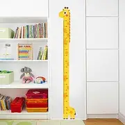 DEKMILE Giraffe Yellow Cute Vinyl Wall Decal Removable Growth Chart Sticker Hieght Measure Wallpaper for Kids Room Bedroom