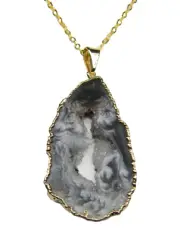 Geode Slice Necklace - gold plated 24" chain with lobster claw clasp