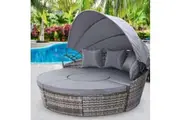 Gardeon Sun Lounge Setting Wicker Lounger Day Bed Patio Outdoor Furniture Grey