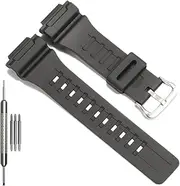 [WRISTARMOR] Replacement Band Compatible with Casio W-735H AEQ110BW AEQ110W AQS-800W AQ-S810W Men's Watch Strap Black Resin Wristband With Metal buckle