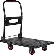 Car End Pipes Hand Carts Trolleys Foldable Flatbed Handling Vehicle Silent Cargo Pulling Household Material Handling Tools Home Hand Truck(72x48cm-350kg)