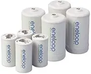 Eneloop U8-BRWA-QB95 Spacers 4 C Size Spacers & 4 D Size Spacers for Use with Ni-MH Rechargeable AA Battery Cells & Case Pack of 8