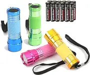 Everbrite 4-Pack Mini LED Aluminum Flashlight Party Favors Colors Assorted with Handle Glow in Dark, Ideal for Camping, Emergency