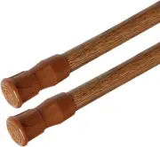 Spring Tension Curtain Rods Short Tension Rod (Wood, 16" to 28"-2Pcs, Optimum Sc