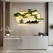 Modern Picture Wall Light LED Chinese Creative Pine Landscape Mural Sconce Lamp f Living Room Bedroom Foyer Study or Home (F L120CM)