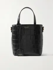 [SAINT LAURENT] SAINT LAURENT - Mini Toy Shopping Croc-effect Leather Tote - Black - One size One size Black