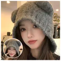 在飛比找momo購物網優惠-【HaNA 梨花】韓國冬天暖呼呼．毛絨系可愛小熊耳朵毛絨護耳
