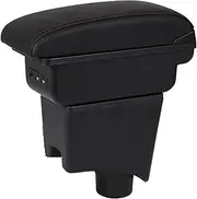 KIXURO for Nissan, for Almera G15 Armrest Car Armrest Box Protector Center Console Armrest Center Storage Box Car Auto Console Organizer Box(Black B1 3 USB)