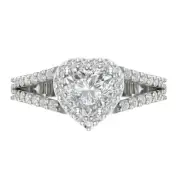 1.75 Heart split shank Promise Engagement Wedding Ring 14k White Gold Designer