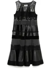 [Junya Watanabe] Cotton Black Denim X Multi Fabric Dress