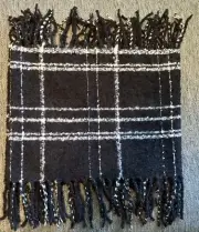 L.I.B. NY Infinity Scarf Black & White Plaid Fringe Soft & Warm NWT