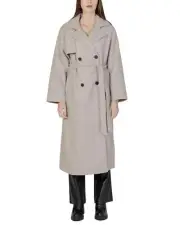 Only Wool Blend Belted Coat Women Beige