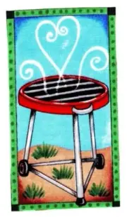 fabric bbq grill applique iron on cookout not embroidered crafts 4 inch