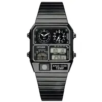 在飛比找蝦皮商城優惠-CITIZEN 星辰錶 日本限定雙顯飛行方形錶 黑色米蘭錶帶
