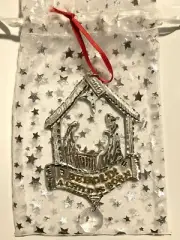 Behold A Child Is Born 2013 Christmas Ornament Starburst Silver-Pewter Crystal