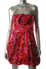 New BCBG MAX AZRIA BCBGMaxAzria Begonia Floral Bubble Cocktail Dress Womens 10