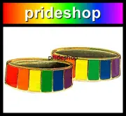 Rainbow Wedding Rings Metal And Enamel Badge Lapel Pin Lesbian Gay Pride #3