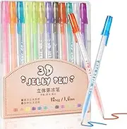 3D Jelly Drawing Pen, 6/12 Colored 1.0mm Gel Ink Pens Set, Art Paint Markers for Coloring Books Scrapbook Journaling Drawing Doodling Note Taking Crafts