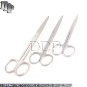 3 OPERATING SCISSORS 4.5"+5.5"+6.5" STRAIGHT SHARP SHARP SURGICAL INSTRUMENTS