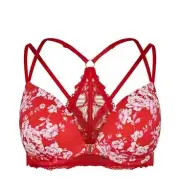 City Chic 14DD XS DD NWT RRP $89.95 Hana Front Closure Push Up Bra Red Floral