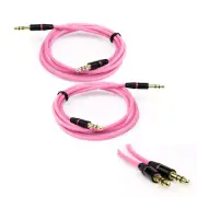 2X 3.5MM AUX AUXILIARY STRAIGHT AUDIO CABLE PINK FOR NOKIA LUMIA 1320 Z10 Z30