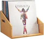 Vinyl Record Storage Visual Record Crates Album Storage for Vinyl Records Bamboo Record Holder with Handles Great for Record Album Magazine Storage Holds Up to 65 Records