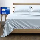 Pure Full Size Cotton Bed Sheets Set (Full Size,1000 Thread Count) Light Blue...