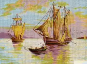 Needlepoint tapestry painted canvas D493 - Boats (18"x24") GobelinL