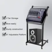 DJ Mixer Stand 12U Adjustable Rack Mount Stage Cart Audio Studio Equipment