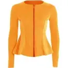 Plus Size Ladies Womens Tailored Zip Up Peplum Ruffle Frill Jacket Blazer Top
