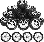 100 Pcs Plastic Roll 2mm Dia Shaft Toys Car Wheel for DIY Model Toy RC Car Truck Building Projects