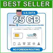 Compact 25GB Data-Only SIM Card with 4G & 5G Compatibility for U.S. Users