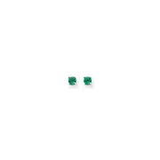 14k White Gold 4mm Emerald Earrings