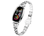Women Fashion Bluetooth Smart Bracelet Fitness Tracker Waterproof Heart Rate Blood Pressure Smart Watch for Android iOS (BRIGHT SILVER)
