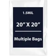 1.5Mil 20" X 20" | LDPE Clear Flat Poly Bags, Flexible & Durable | Multiple Bags