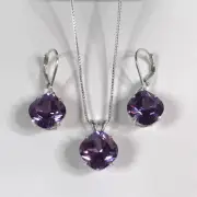 Gorgeous 15ctw Cushion Cut Alexandrite Pendant Necklace & Earrings Set
