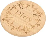 Zerodeko Dishwasher Clean Sign Double-Sided Bamboo Washing Machine Home Decor Indicator