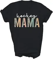 [TiQi] Leopard Hockey Mama Mom Life Field Ice Hockey Player Game Mothers Day Gift Unisex Shirt Women Men T-Shirt (Black;2XL)