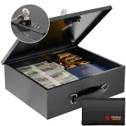 Fireproof Document Box with Combination Lock,Fireproof Money Bag Included-Sec...