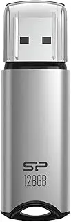 Silicon Power 128GB USB 3.0 Flash Drive, Aluminum Casing Built-in Strap Hole, USB 3.2 Gen 1 USB 2.0 Thumb Drive Pen Drive Memory Stick, Silver, Marvel M02 Series