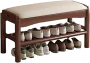 Shoe Bench Shoe Bench with Padded Seat Solid Wood Shoe Bench,Solid Wood Frame High Rebound Sponge Filling,Shoe Rack and Shoe Bench Two-in-one,Suitable for Living Room Bedroom Entrance Sofa(W