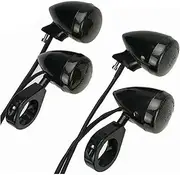 Motorcycle Indicators Turning For Harley 41mm With Front Rear Fork Clamp Motorcycle LED Turn Signal Lights Indicator Lamps Chrome And Black Housing Running(Black)